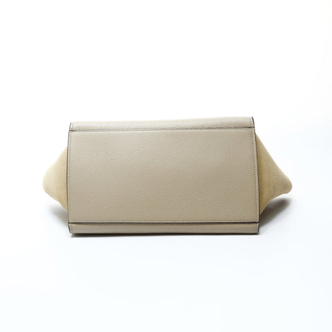 CELINE Leather Suede Trapeze 2way Handbag beige WS24759