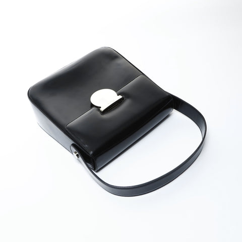 Salvatore Ferragamo 2way Patent Leather Silver Metal Handbag black WS24761