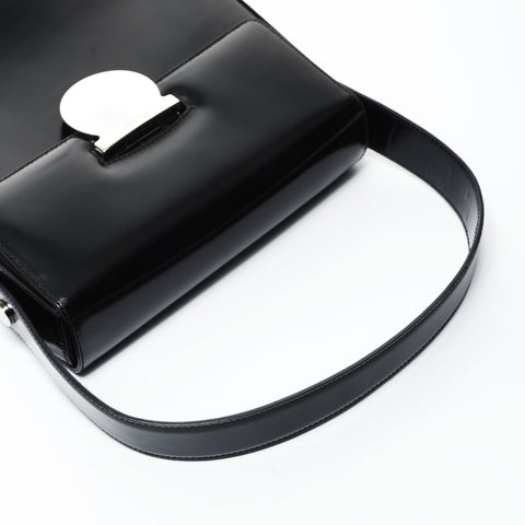 Salvatore Ferragamo 2way Patent Leather Silver Metal Handbag black WS24761