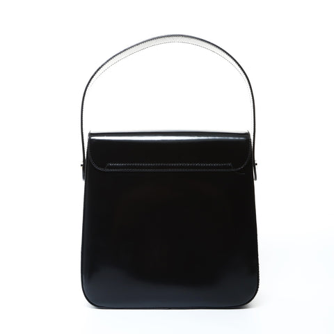 Salvatore Ferragamo 2way Patent Leather Silver Metal Handbag black WS24761