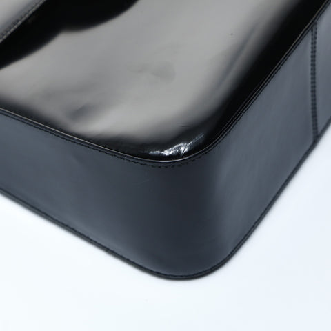 Salvatore Ferragamo 2way Patent Leather Silver Metal Handbag black WS24761