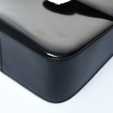 Salvatore Ferragamo 2way Patent Leather Silver Metal Handbag black WS24761