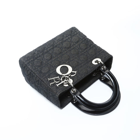 Christian Dior Lady Dior Medium Denim Handbag black WS24762