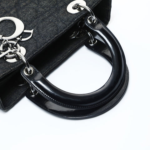 Christian Dior Lady Dior Medium Denim Handbag black WS24762