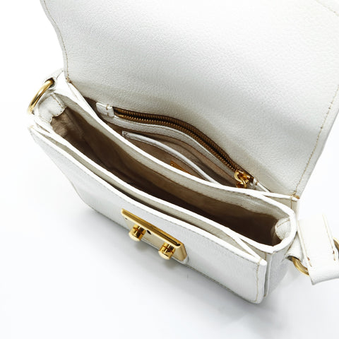 Miu Miu Leather Madras Padlock Shoulder Bag white WS24763