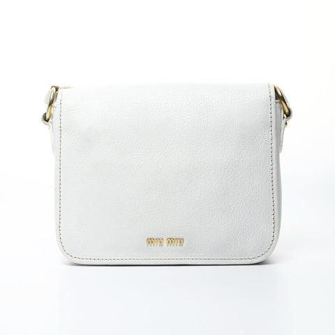 Miu Miu Leather Madras Padlock Shoulder Bag white WS24763