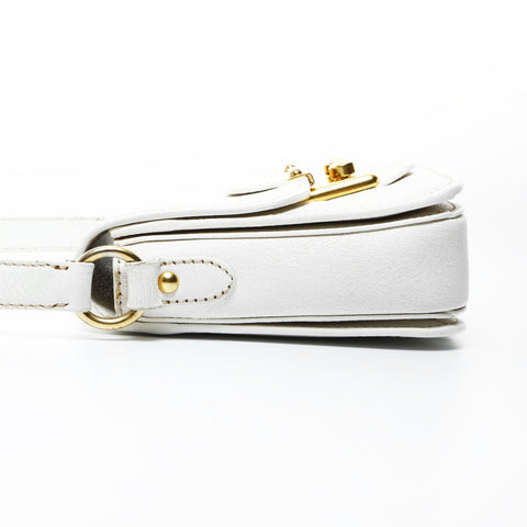 Miu Miu Leather Madras Padlock Shoulder Bag white WS24763