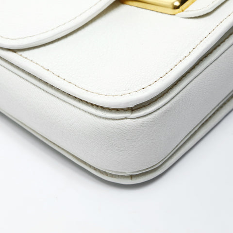 Miu Miu Leather Madras Padlock Shoulder Bag white WS24763