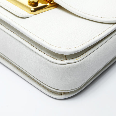 Miu Miu Leather Madras Padlock Shoulder Bag white WS24763