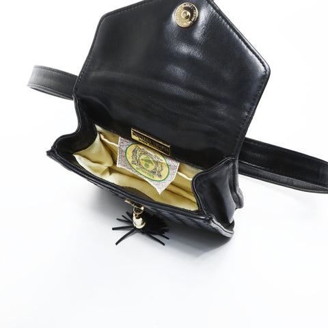 BOTTEGAVENETA Lambskin INTRECCIATO Chain Shoulder Bag black WS24764