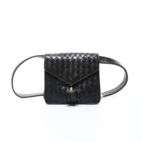BOTTEGAVENETA Lammleder INTRECCIATO Kettenumhängetasche schwarz WS24764