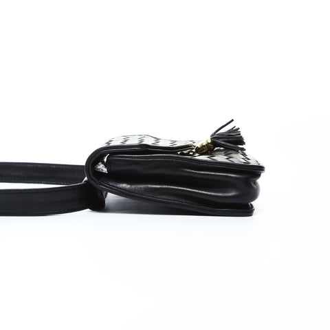 BOTTEGAVENETA Lambskin INTRECCIATO Chain Shoulder Bag black WS24764