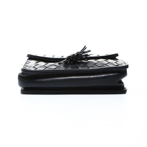 BOTTEGAVENETA Lammleder INTRECCIATO Kettenumhängetasche schwarz WS24764