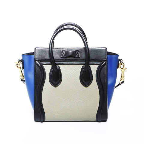 CELINE Nano Luggage Leather 2-way Tricolor Handbag multicolor WS24765