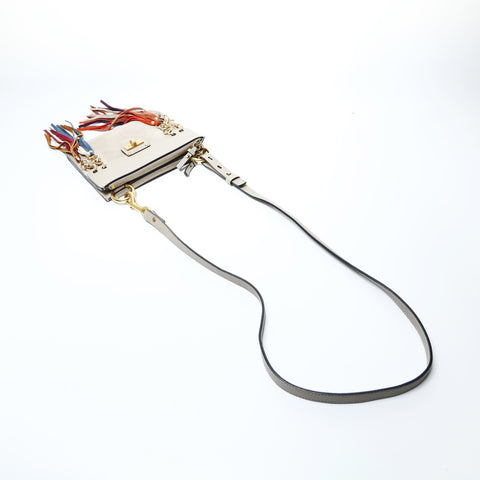 Chloe Jane Fringe Leather Suede Shoulder Bag beige WS24766