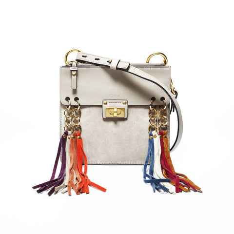 Chloe Jane Fringe Leather Suede Shoulder Bag beige WS24766