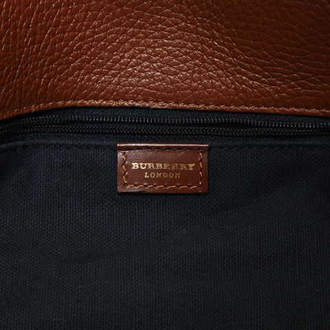 BURBERRY Leather Nova Check Handbag Brown WS24768
