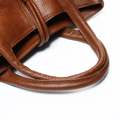 BURBERRY Leather Nova Check Handbag Brown WS24768