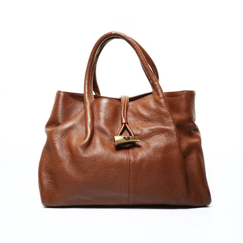BURBERRY Leather Nova Check Handbag Brown WS24768