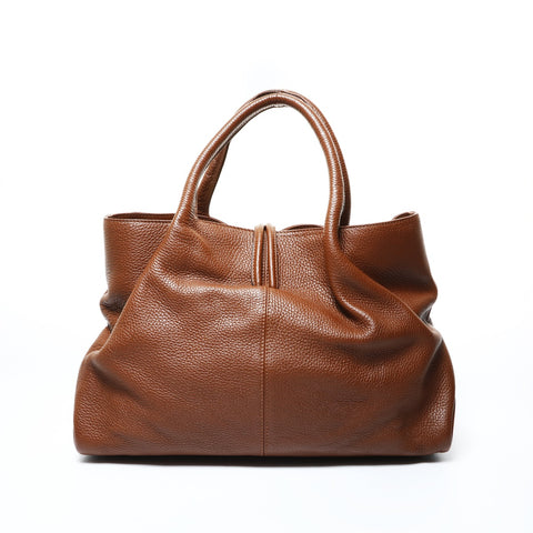 BURBERRY Leather Nova Check Handbag Brown WS24768