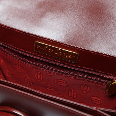 CARTIER Must Do Leather Shoulder Bag Red WS24771
