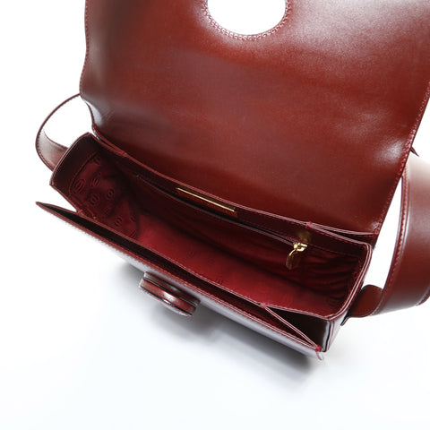 CARTIER Must Do Leather Shoulder Bag Red WS24771