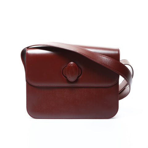 CARTIER Must Do Leather Shoulder Bag Red WS24771