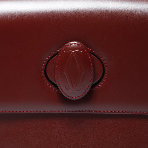 CARTIER Must Do Leather Shoulder Bag Red WS24771