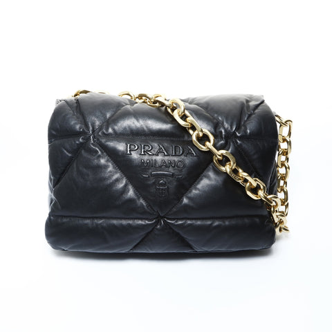 PRADA Logo gepolsterte Nappa 2way Umhängetasche schwarz WS24777