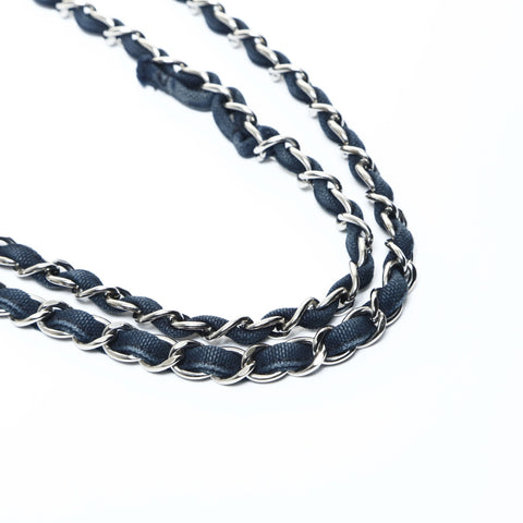 CHANEL No. 12 2008-2009 Cotton Canvas Matelasse Cruise Collection Shoulder Bag Navy WS24781