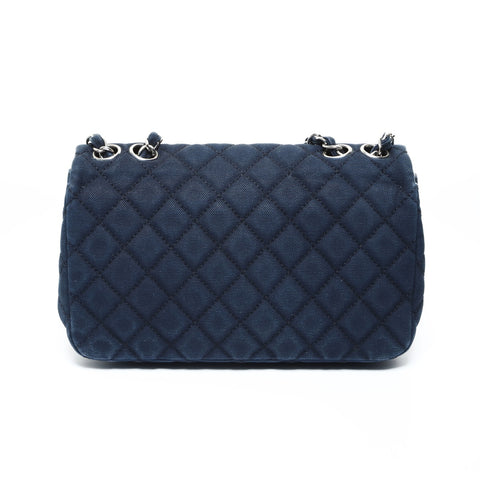 CHANEL No. 12 2008-2009 Cotton Canvas Matelasse Cruise Collection Shoulder Bag Navy WS24781