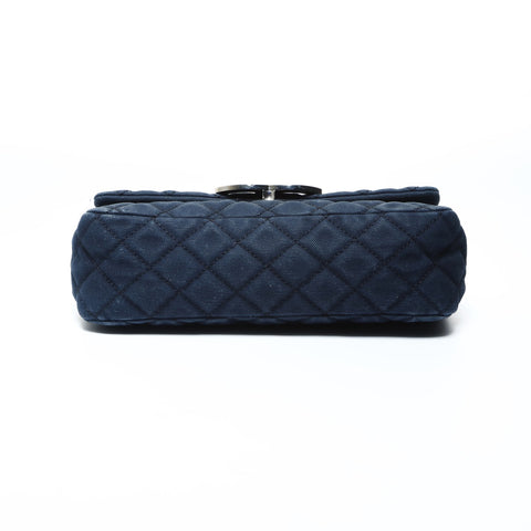 CHANEL No. 12 2008-2009 Cotton Canvas Matelasse Cruise Collection Shoulder Bag Navy WS24781