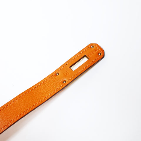 HERMES 2006 Birkin 30 Gold Metal with J Stamp Handbag Orange WS24784