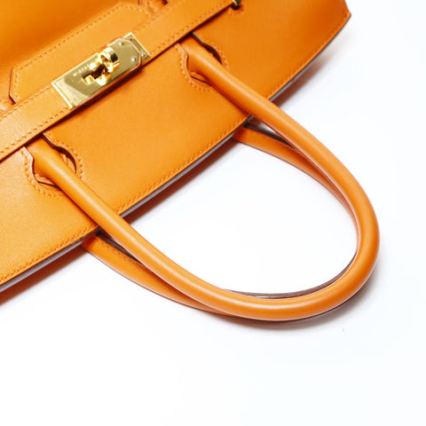 HERMES 2006 Birkin 30 Gold Metal with J Stamp Handbag Orange WS24784