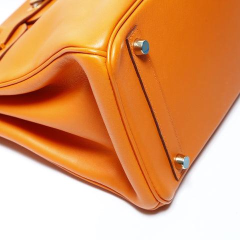 HERMES 2006 Birkin 30 Gold Metal with J Stamp Handbag Orange WS24784