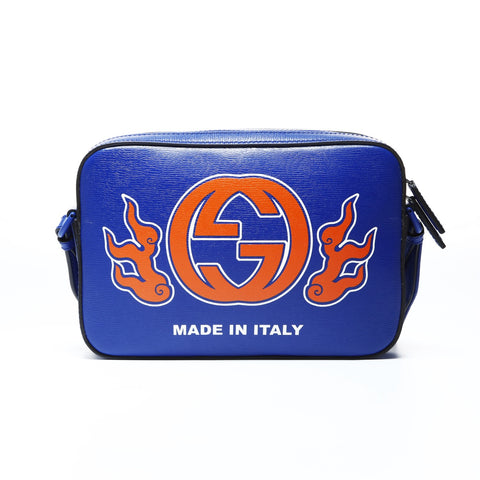 GUCCI Interlocking G print Shoulder Bag blue WS24785