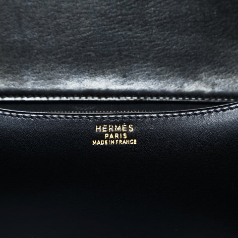 HERMES 1995 Y Stamp Constance 24 Gold Metal Shoulder Bag black WS24786