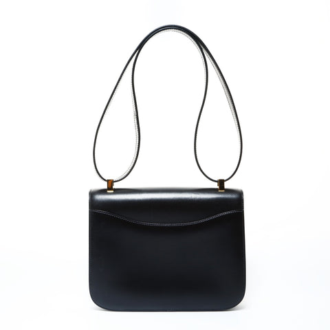 HERMES 1995 Y Stamp Constance 24 Gold Metal Shoulder Bag black WS24786