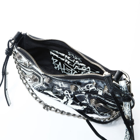BALENCIAGA Luca Goal Graffiti 2way Shoulder Bag black WS24789