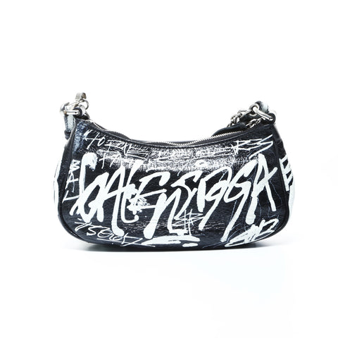 BALENCIAGA Luca Goal Graffiti 2way Shoulder Bag black WS24789