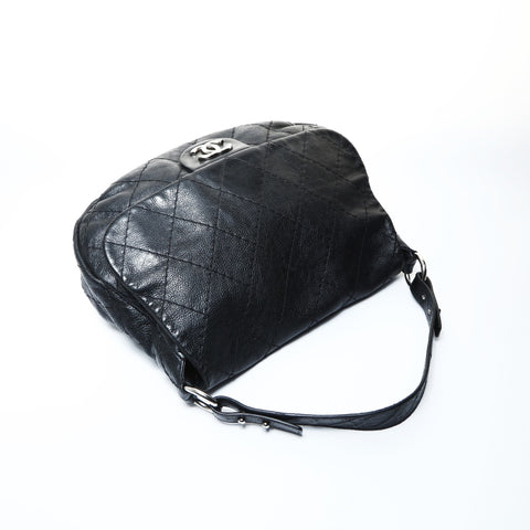 CHANEL No. 13 2009-2010 On the Road Hobo Calfskin Shoulder Bag black WS24792