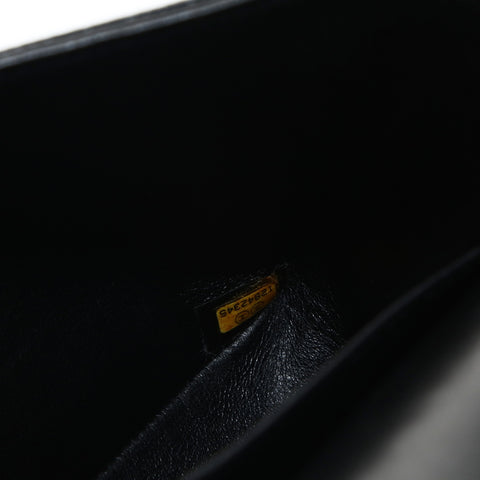 CHANEL No. 12 Caviar Matelasse 25 Double Flap Silver Metal 2008-2009 Shoulder Bag black WS24796