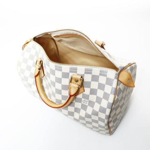 LOUIS VUITTON 2011 Damier Azur Speedy 30 Handbag white WS24802