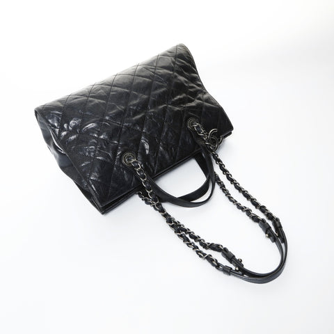 CHANEL No. 12 2008-2009 Chain Tote Matelasse Shoulder Bag black WS24804