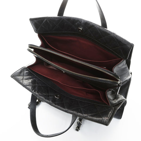 CHANEL No. 12 2008-2009 Chain Tote Matelasse Shoulder Bag black WS24804