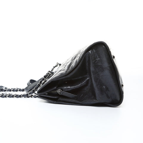 CHANEL No. 12 2008-2009 Chain Tote Matelasse Shoulder Bag black WS24804