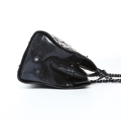 CHANEL No. 12 2008-2009 Chain Tote Matelasse Shoulder Bag black WS24804