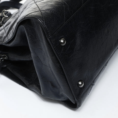 CHANEL No. 12 2008-2009 Chain Tote Matelasse Shoulder Bag black WS24804