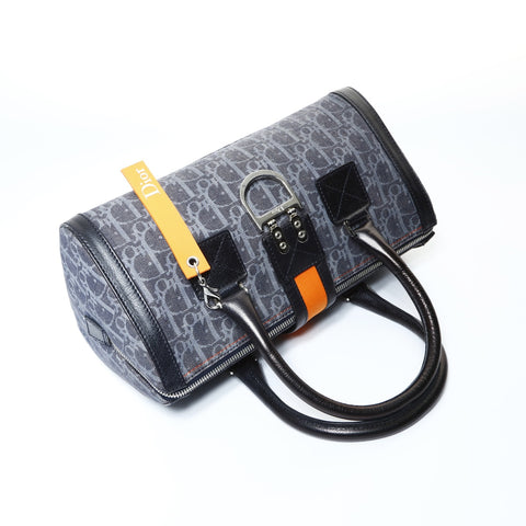 Christian Dior Trotter Boston Bag Denim Handbag Navy WS24812
