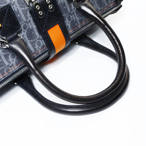 Christian Dior Trotter Boston Bag Denim Handbag Navy WS24812